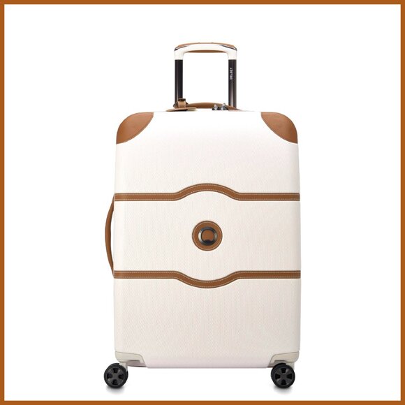 Polycarbonate Hardside Spinner Luggage with Faux Leather Accents